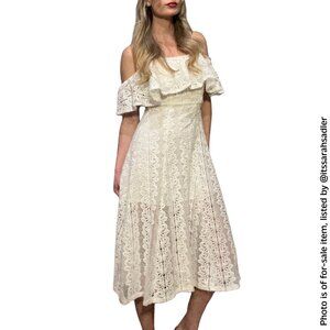 AQUA Lace off the Shoulder Midi Dress (Color: White, Size: XS)